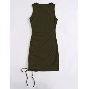 Shein Olive Green Ribbed Bodycon Dress